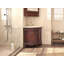Meuble-lavabo d'angle Bayview traditionnel autoportant de 61 cm (24 pouces) en noyer brun, lavabo simple, dessus en marbre crème, entièrement assemblé, collection Benton-32987914