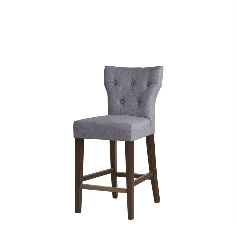 Aceion Upholstered 25''H Tufted Counter Stool, Grey