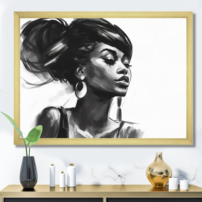 Noir et blanc, femme afro-américaine V - art mural femme