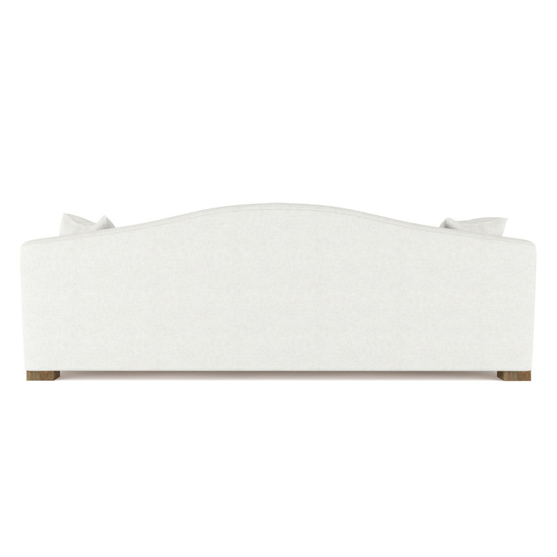 Horatio Camelback Taper Curved-Arm Sofa, 33" H x 84" W x 40" D, Weathered, Plush Velvet Blanc