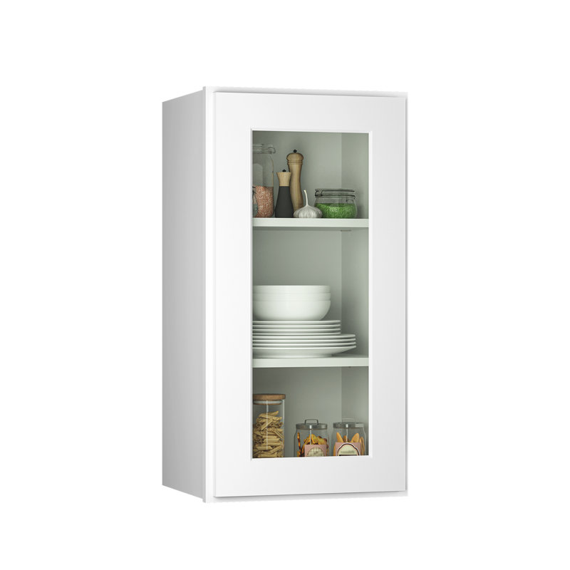 Armoires murales en verre avec contreplaqué blanc l 15 po x P 12 po x H 30 po Prêt à assembler, 15"W * 30"H * 12"D