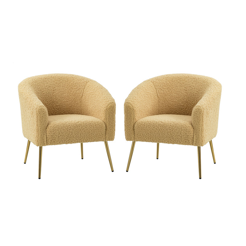 Audwin 27.5" W Polyester Barrel Chair, Mustard 100% Polyester
