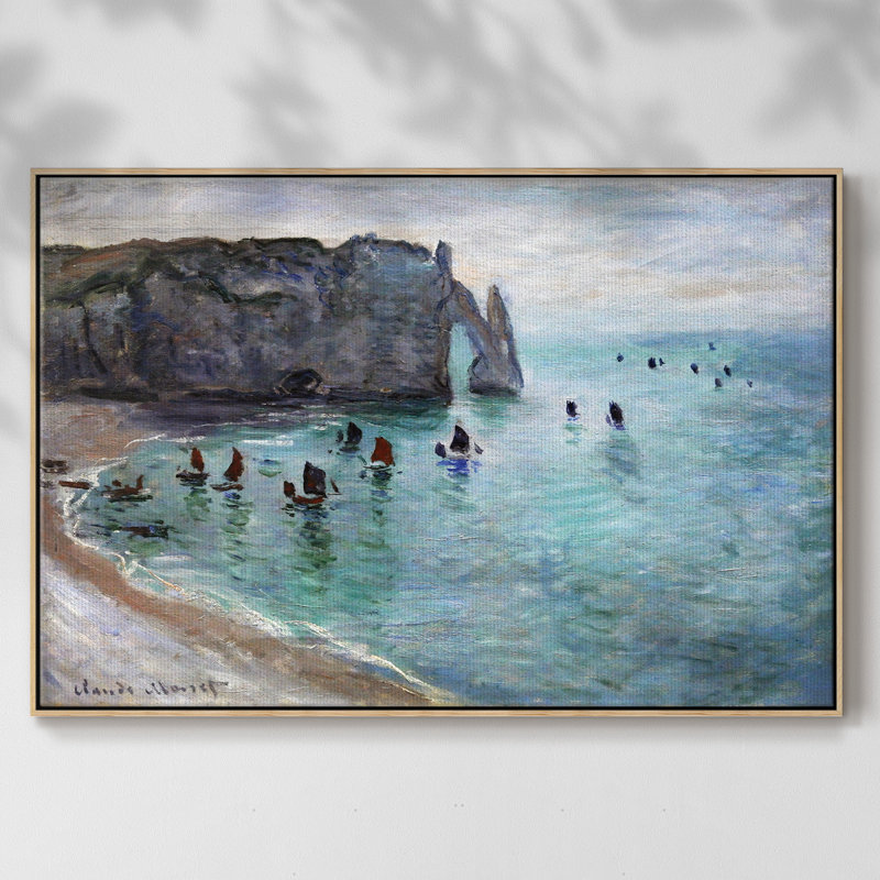 Etretat " Etretat, The Aval Door, Fishing Boats Leaving The Harbour, 1885 ", H 17 po x l 25 po x P 2 po, Bois naturel
