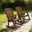 Ensemble de 2 chaises berçantes d'extérieur - Mobilier de patio en bois, style rustique, pour terrasse, porche, balcon et jardin.