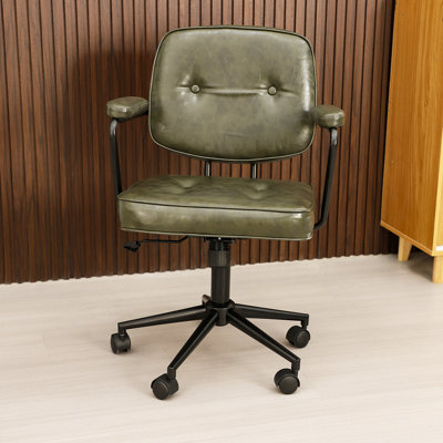 Sharpe Retro Leather Office Task Chair by 17 Stories