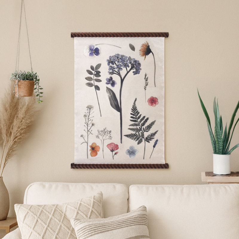  «Spindle Tapisserie Spring», art mural floral bohème