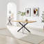 Aminata Veneer & Metal Round Dining Table With Arvey Oak Veneer Chairs - Modern Statement Design-1132904484-1132904486