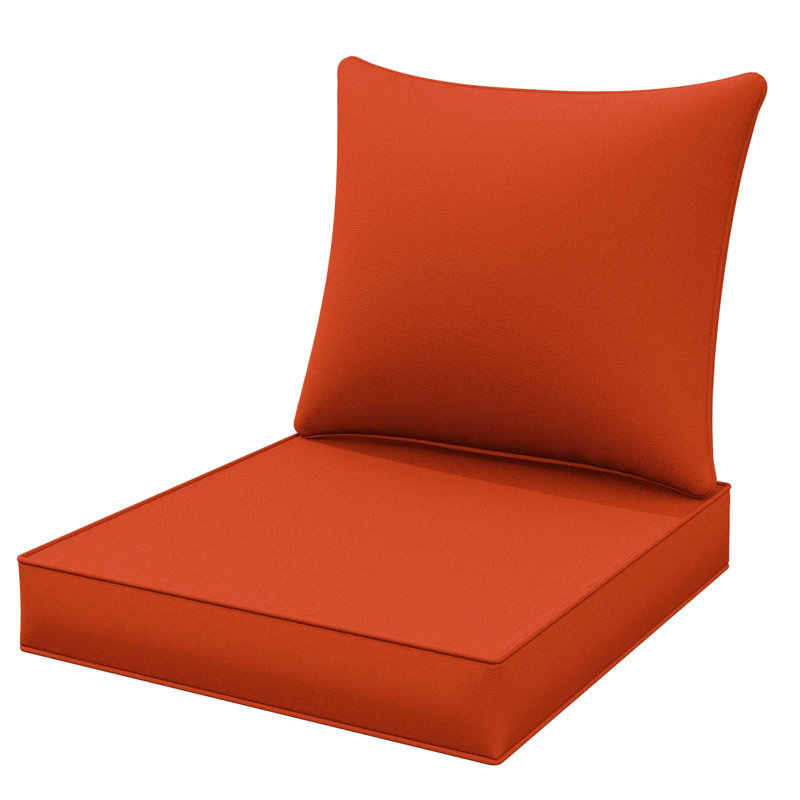 22"W X 24"D Outdoor Deep Seat Cushion Set Outdoor Seat/Back Cushion, Orange