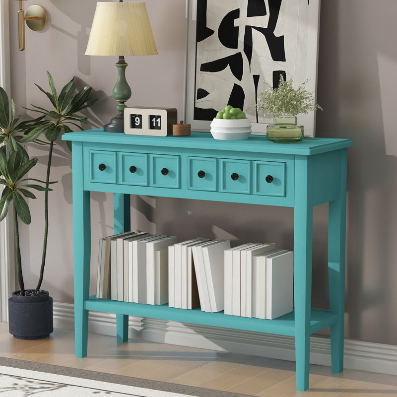 Commode de rangement avec 2 tiroirs, Sarcelle
