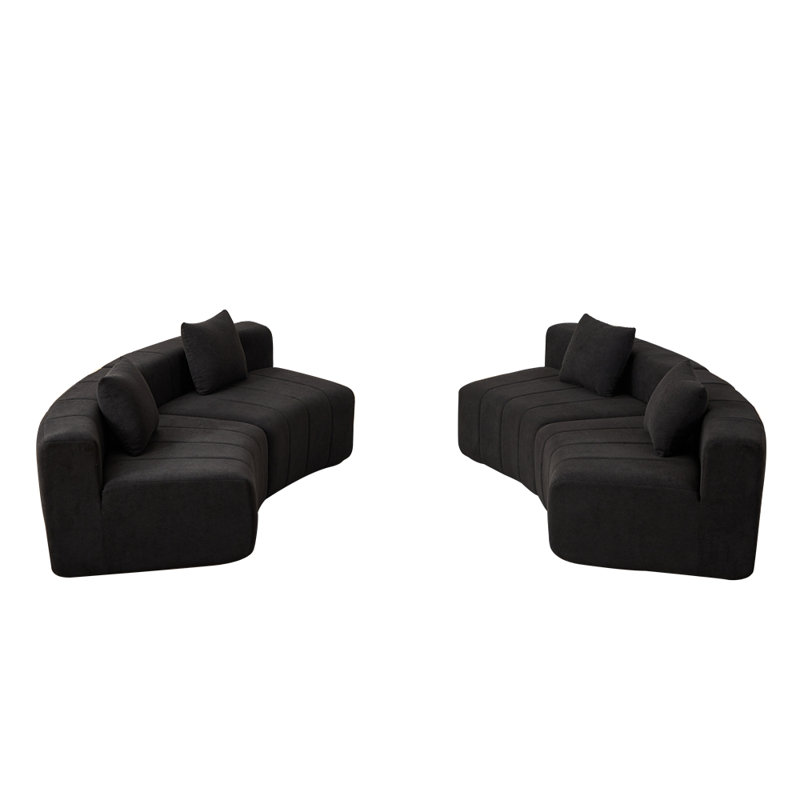 Canapé modulaire courbé en chenille avec 4 coussins, canapé modulaire courbé symétrique semi-circulaire pour la chambre à coucher, le salon, le bureau pour les loisirs ou la sieste, la salle de lecture et le hall d'entrée