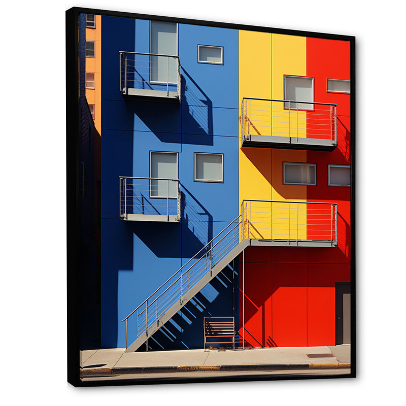 " Cityscape Street Vibrations III ", 32" H x 16" W x 1" D, Black Floater Framed