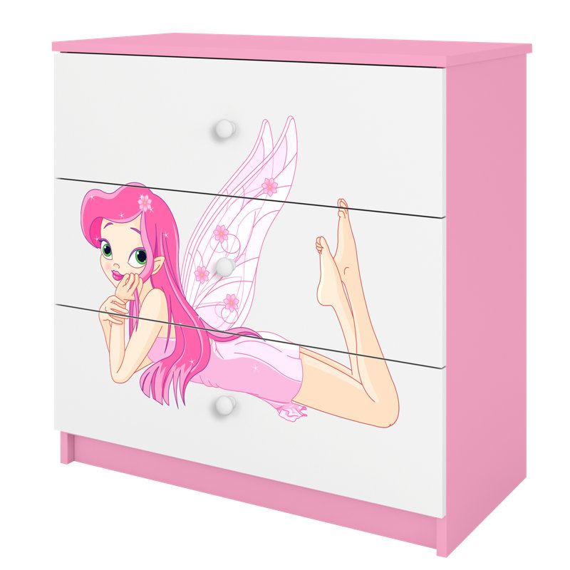 Cicero Kids 3 - Drawer Chest, Pink/White
