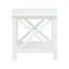Table de bout carrée blanche, en pin et en bois d'ingénierie, avec cadre en X, pour table d'appoint blanche avec rangement décontracté, fabrication solide, lignes épurées, décor bord de mer