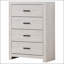 Commode rectangulaire à 4 tiroirs Geary Coastal White avec rangement spacieux, idéale pour les intérieurs modernes et de plage.-2016304040