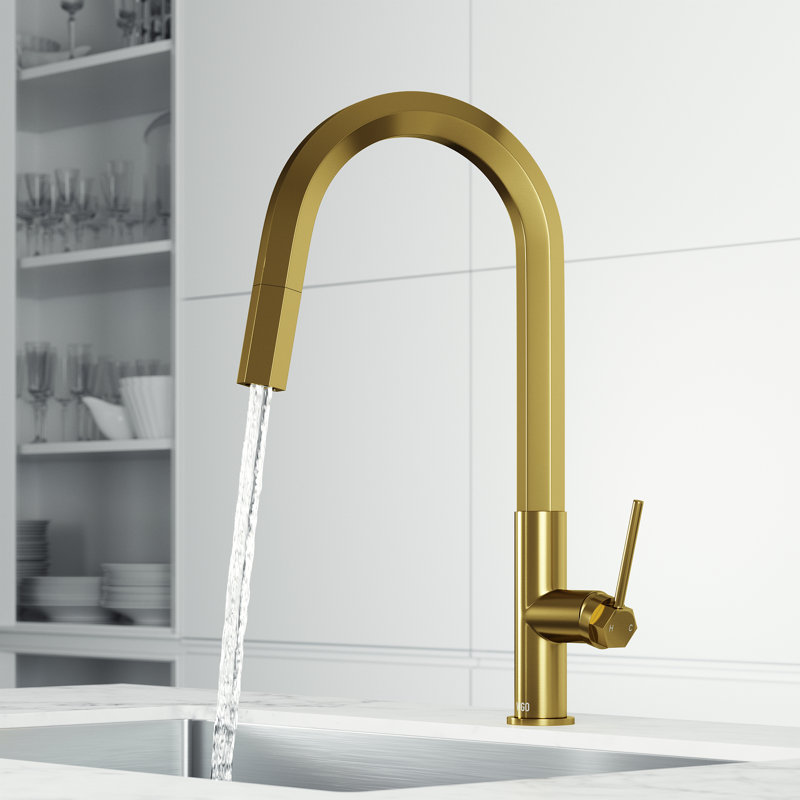Hart 18" H 1-handle Pull-Down Kitchen Faucet, Matte Brushed Gold