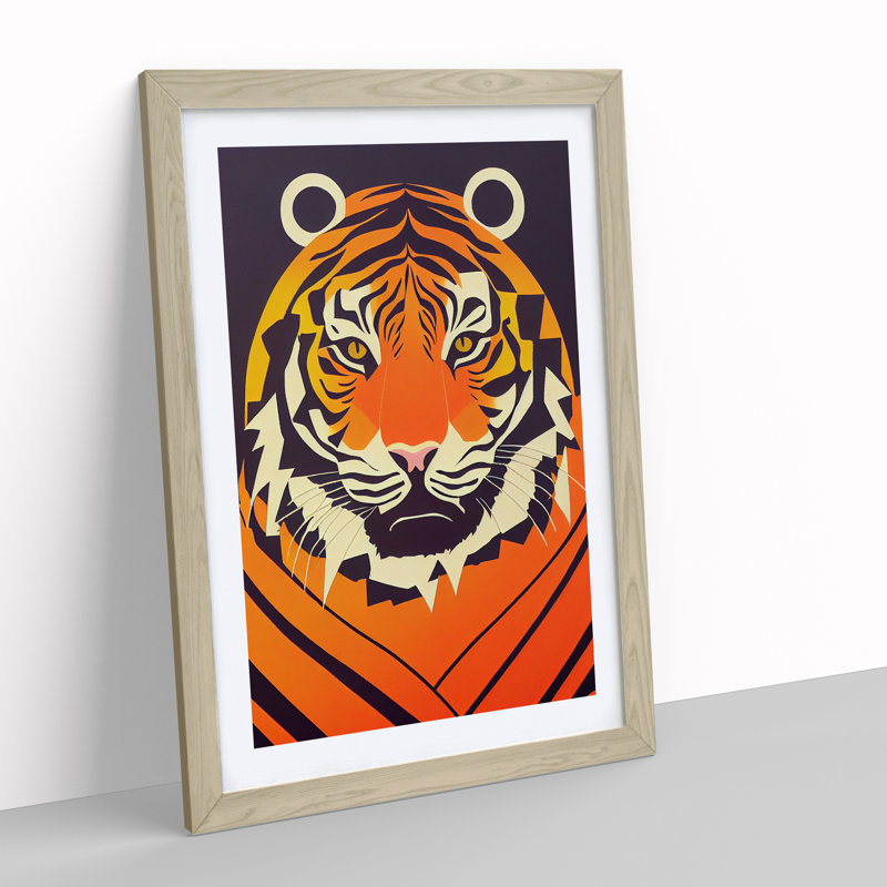 Tiger - Framed Print, 34cm H x 25cm W x 2cm D, Oak