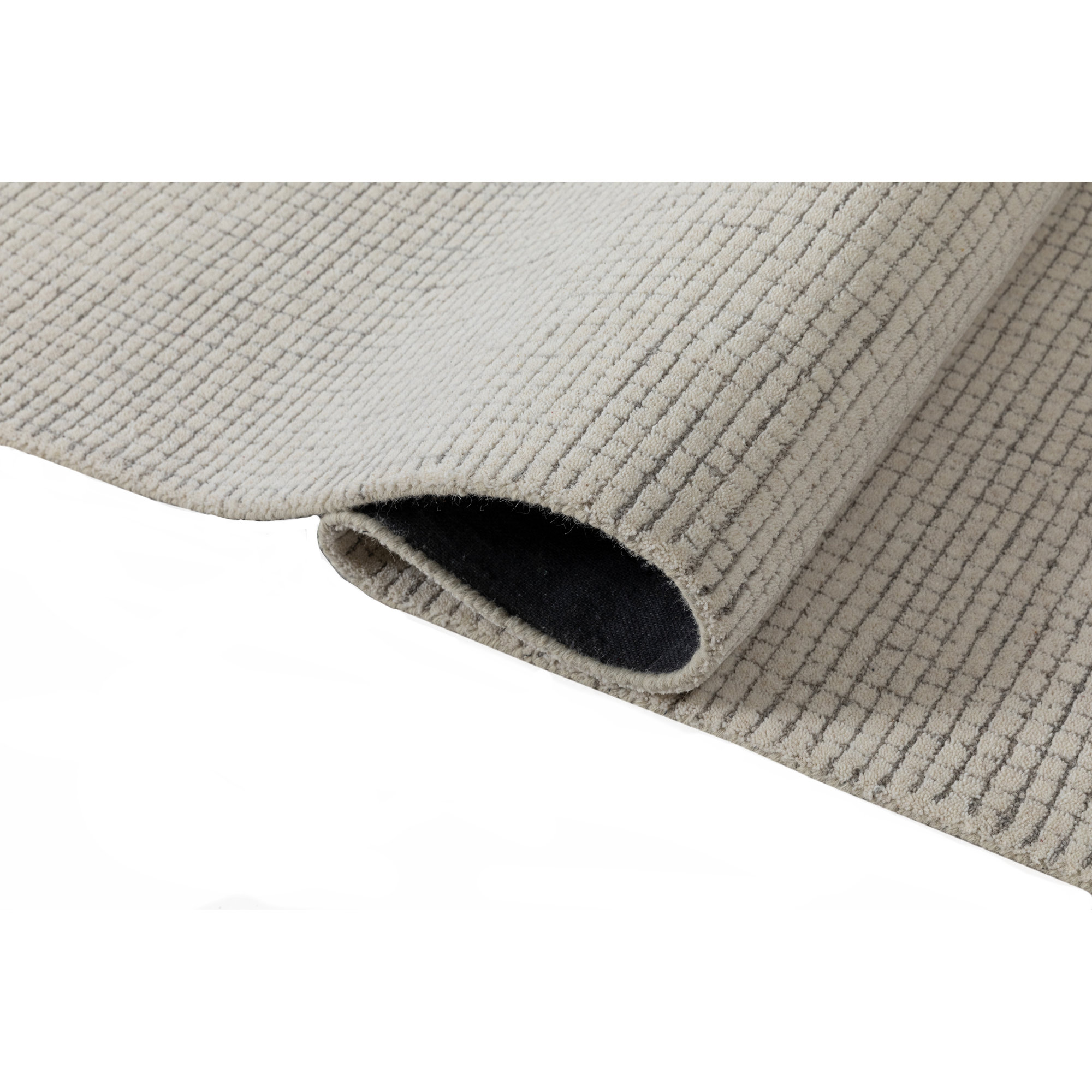 Roth Hand-Tufted Wool Grid Area Rug, Rectangle 5' x 8', Ivory / Gray