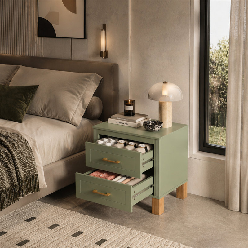 Table de chevet 2 tiroirs, Sage Green
