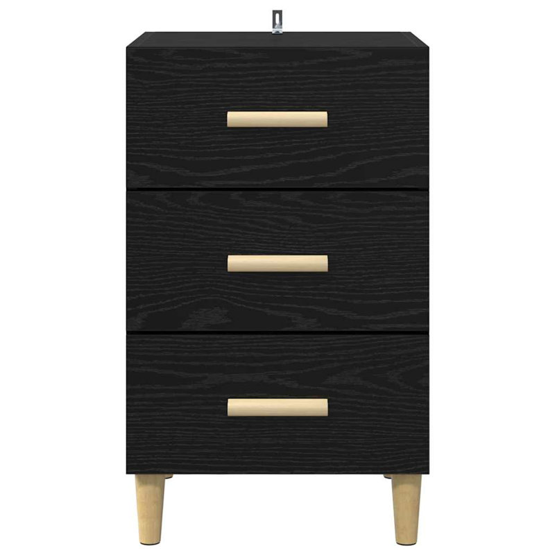 40cm W Manufactured Wood Bedside Table, Black Oak