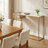 Rectangular White Faux Marble Console Table With Storage For Entryway Hallway Living Room