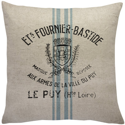 French Crest Square Linen Throw Pillow