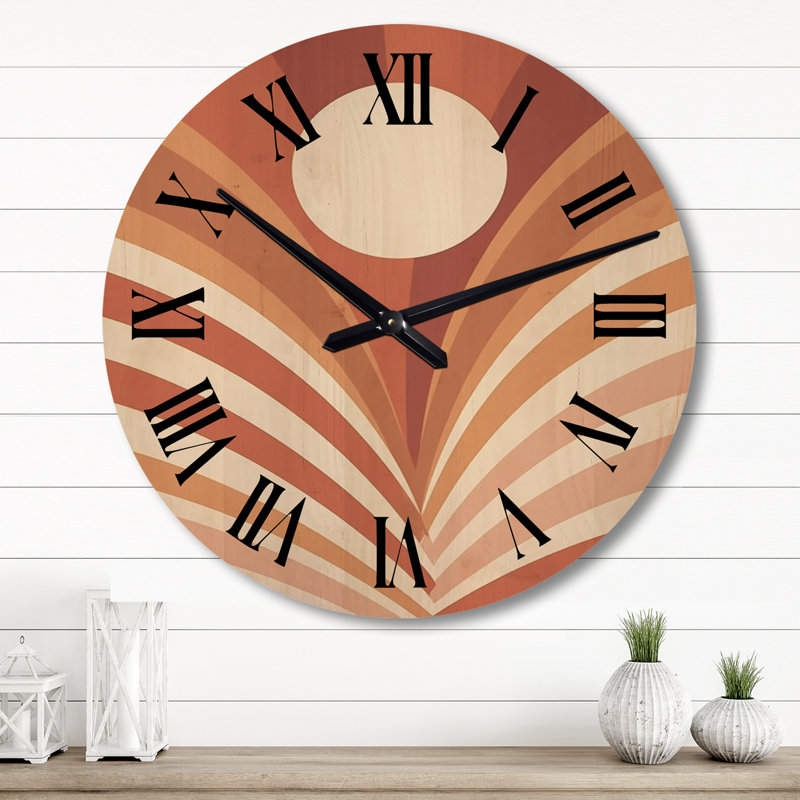 Horloge murale Marionna rétro terre cuite soleil Midcentury I - abstrait Mid-Century, Grand