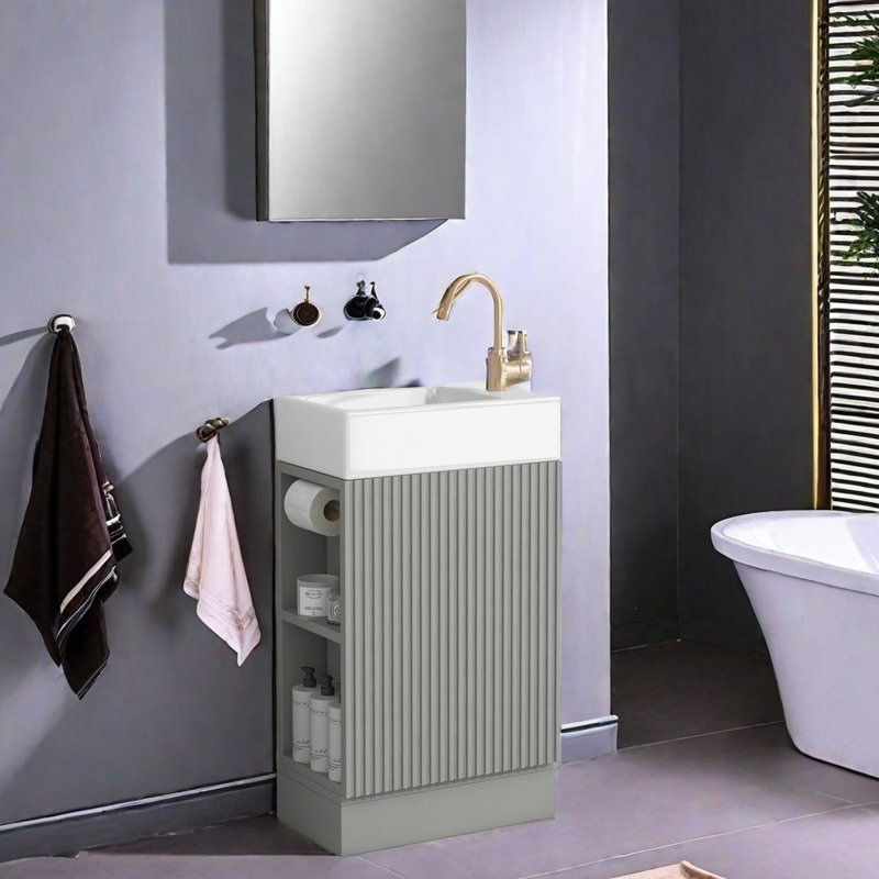 Base de meuble-lavabo simple 18,6 po seulement, Gris