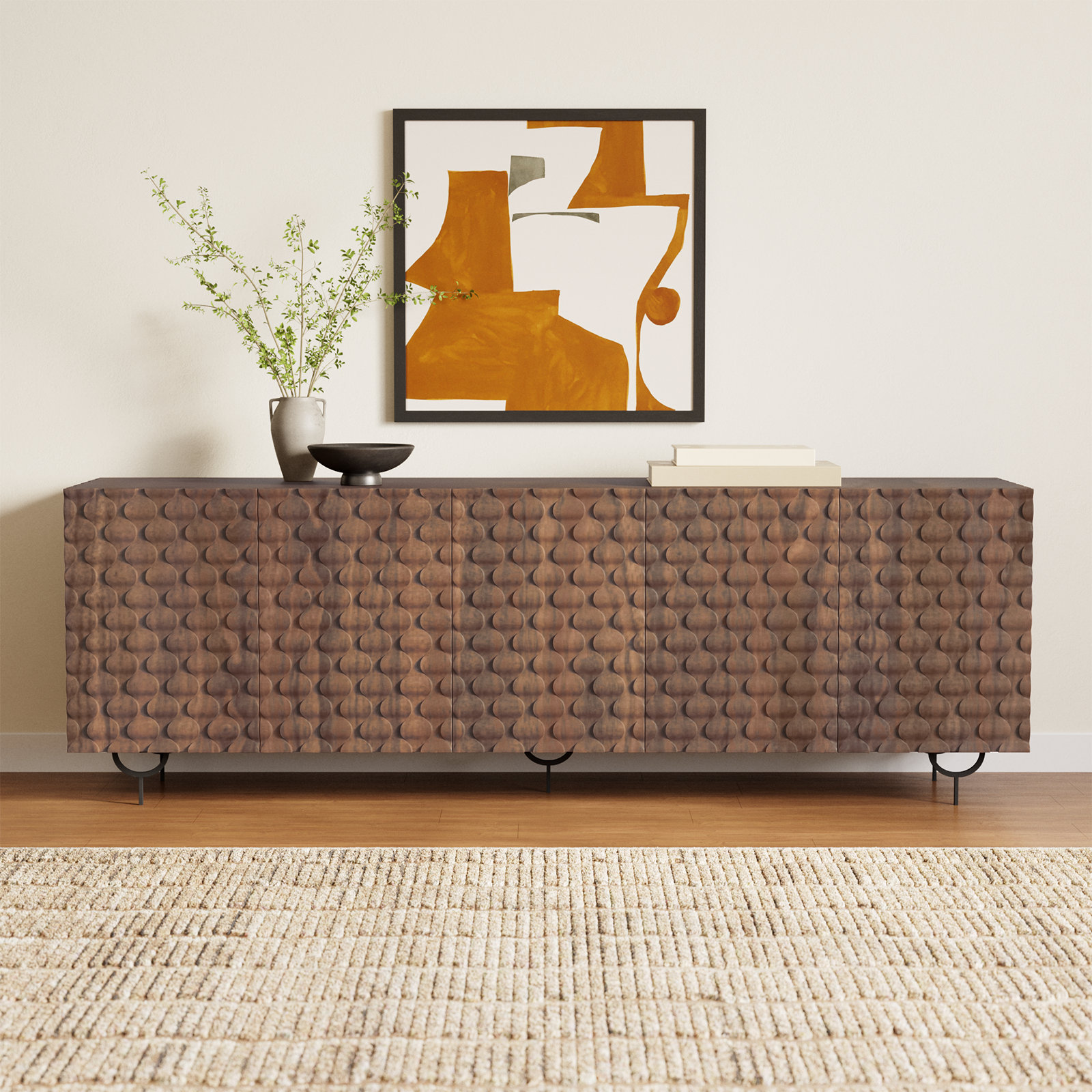 Rori 82'' Media Console, Antique Brown
