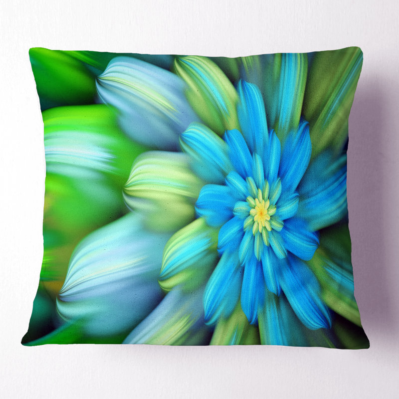 Massive Fractal Flower - Floral Printed Pillow, 16" x 16", Throw Pillow, Green