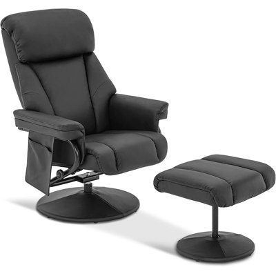 Sealey Swivel Recliner with Ottoman, Reclining Chair with Massage, Faux Leather Lounge Chairs by Trule