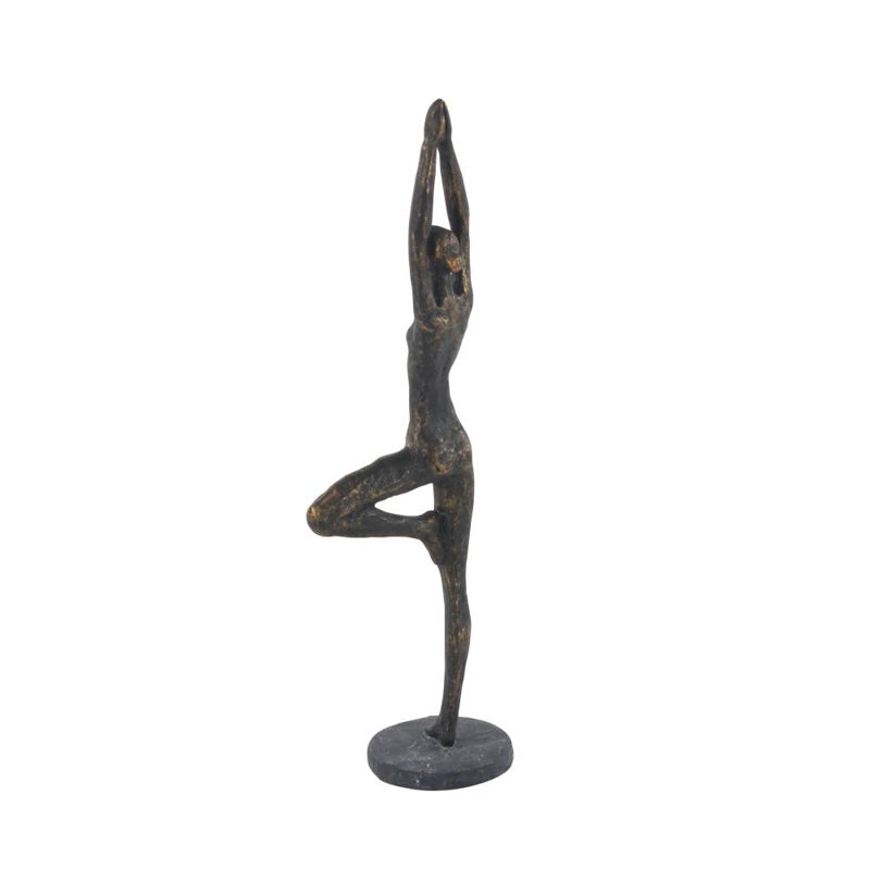 Polystone Yoga Brass Decorative Sculpture