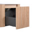 Meuble-lavabo mural de 24 po à suspendre, façade arquée lisse, grain de bois naturel, lavabo en marbre de culture intégré, tiroir pour organiser le meuble-lavabo monté sur les cosmétiques, texture de grain de lattes, fermeture en céramique douce-961402758