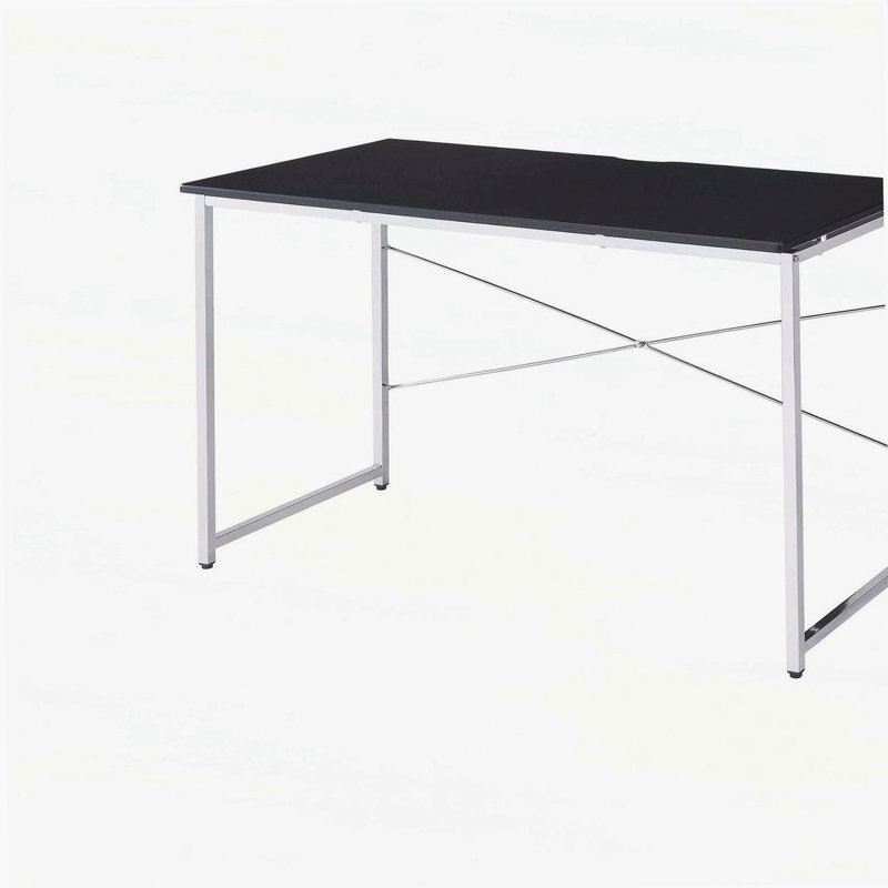Bureau d'écriture noir et chrome avec base traîneau, Noir