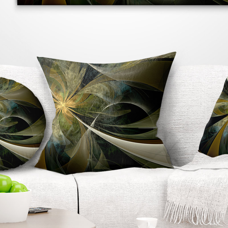 Grand coussin floral fractal, 18 po x 18 po, Coussin décoratif
