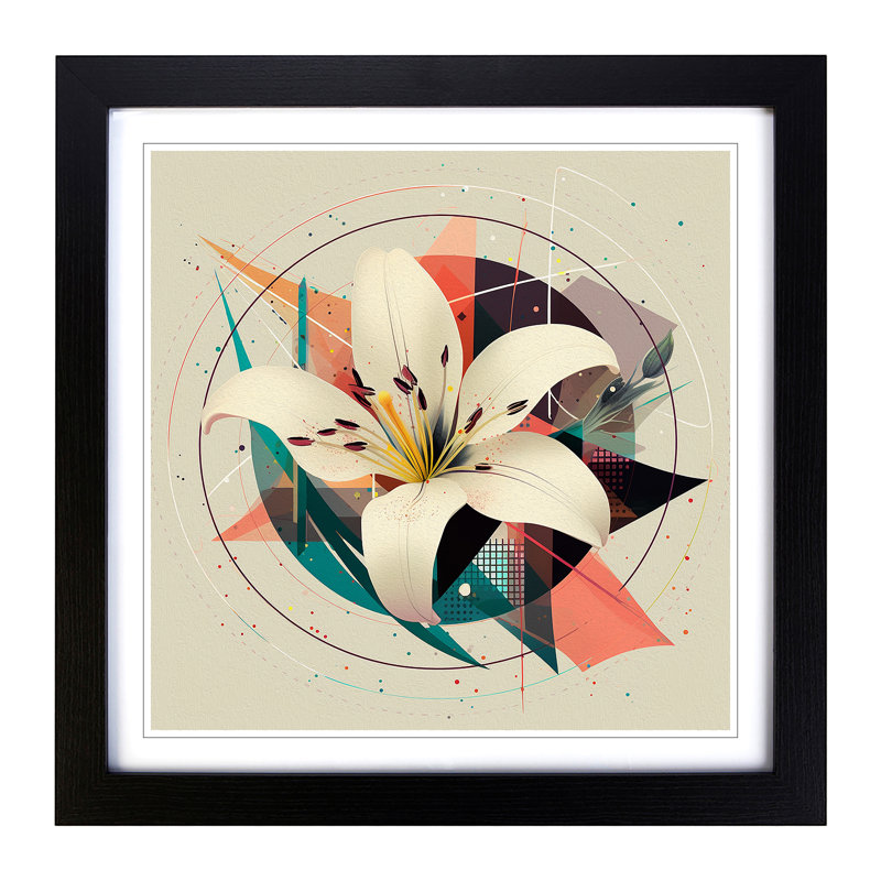 Lily Flower Bauhaus No.3 - Framed Print, Black