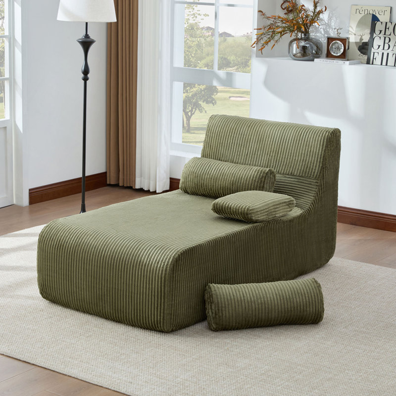 Canapé moderne sans méridienne 34,2 po, Green, Green Corduroy