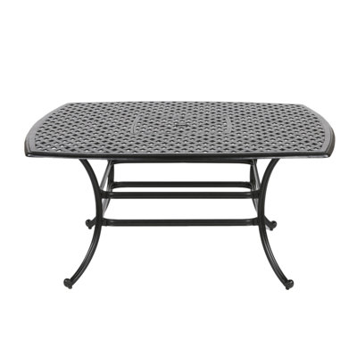 Table carrée 64 po, bronze lave foncé - aluminium thermolaqué, design attrayant pour les réceptions en plein air dans un patio élégant