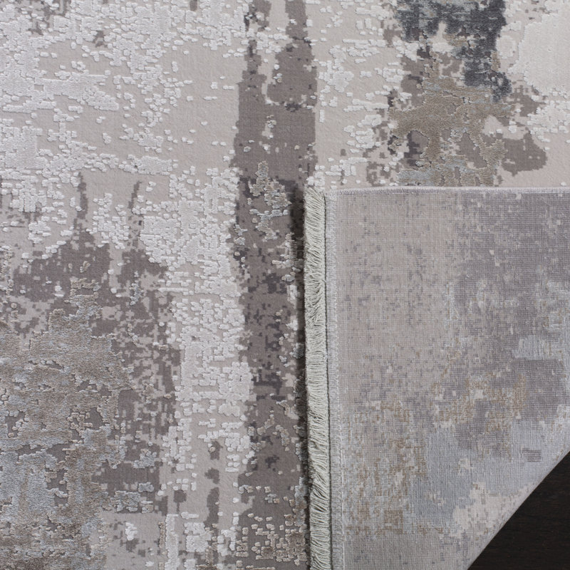 Tapis gris à motif abstrait Midsomer, Rectangle 9 pi x 12 pi