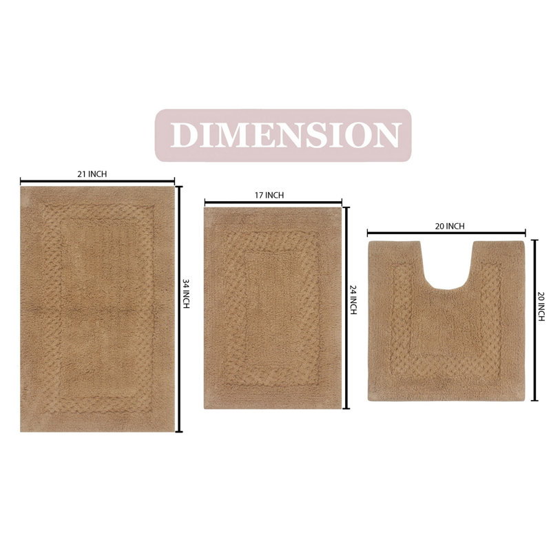 Antigone Classy Absorbent Cotton Soft 3 Piece Bath Set, Linen