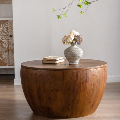 Table basse brune rétro avec option de rangement pour différentes pièces. Fabrication, bois de sapin et. Table robuste en forme de seau de routine facile à nettoyer, brun. Bien construit, bureau,
