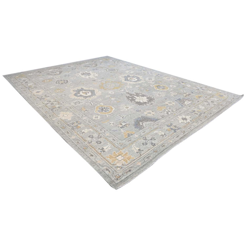 Oushak Collection, Transitional One-of-a-Kind Rectangle 9'2" X 12'3" Hand Knotted Area Rug