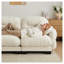 Canapé modulaire en L beige avec repose-pieds en chenille beige, canapé modulaire plissé avec accoudoirs et coussins ronds