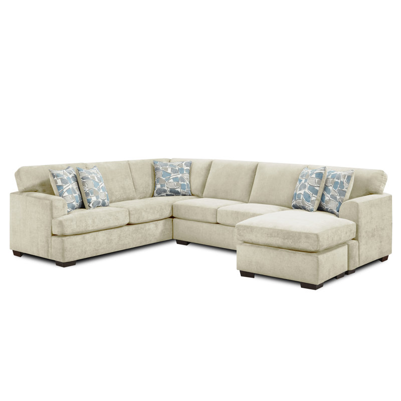 Daveena Corner Sectional, Beige Polyester Blend