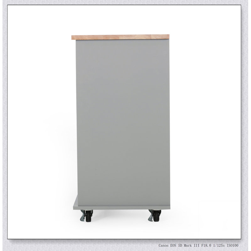 Chariot de cuisine avec 2 tiroirs et 1 porte, Gris