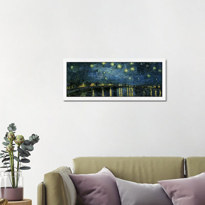 Starry Night over the Rhone by Vincent Van Gogh - 1 Piece Floater Frame Panoramic Painting on Canvas