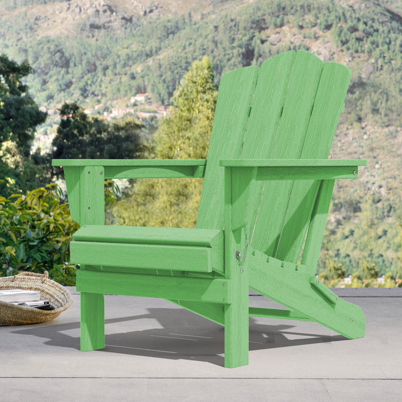 HDPE Foldable Steel Adirondack Chair, Light Green