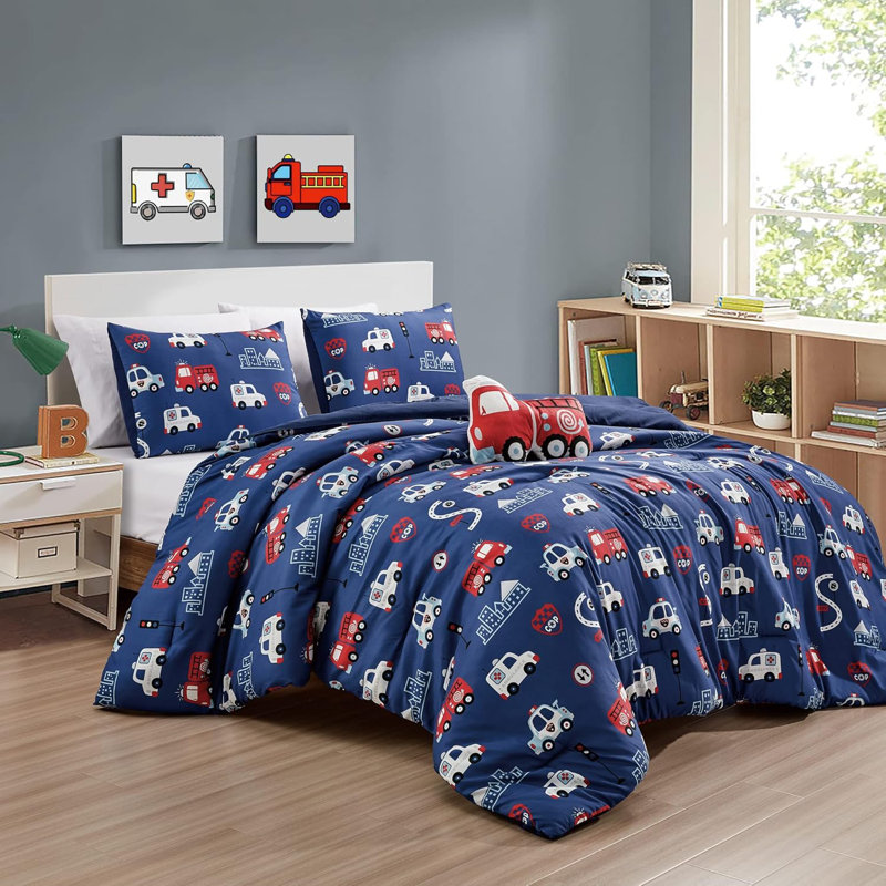 Ensemble de literie douce bleu et rouge, Édredon grand + 2 taies décoratives grand + 1 co