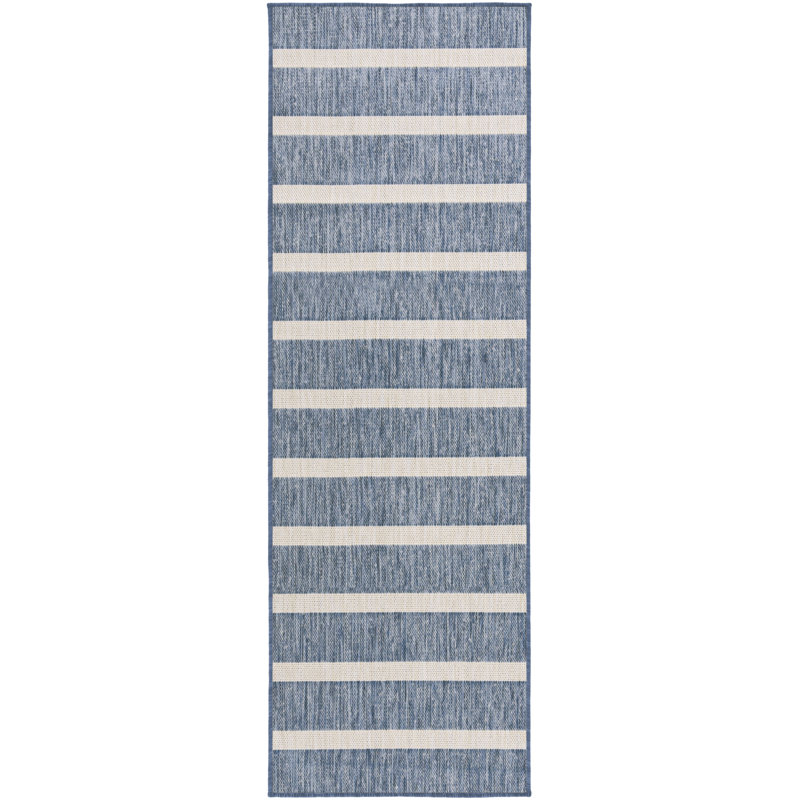  Positano 2'2" x 10' Navy Ivory Modern Rug, Runner 2'2" x 10'