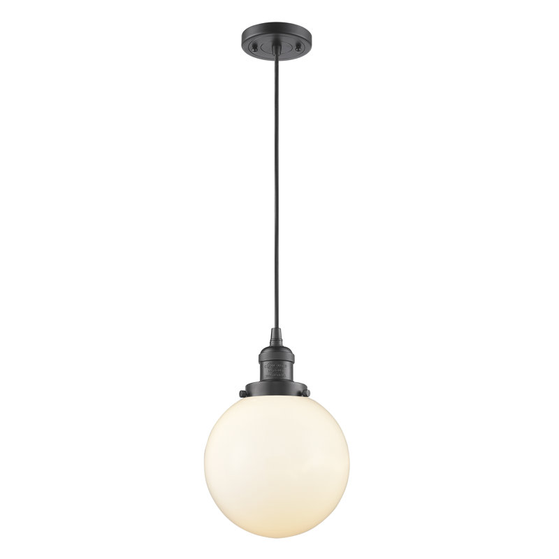 Luminaire suspendu sphère 1 lumière Clementina, Boîtier blanc mat, Ampoule non incluse, Bronze huilé