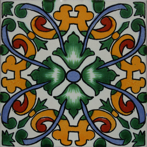 6" x 6" 4pcs TalaMex Becedas Talavera Mexican Tile